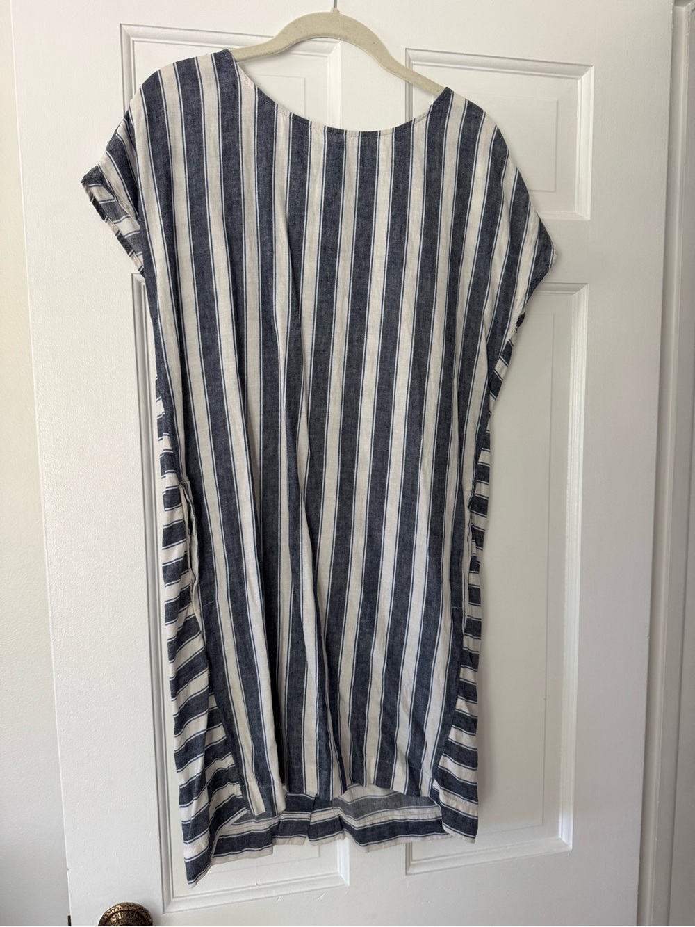Madewell Navy & White Vertical Stripe Midi Dress